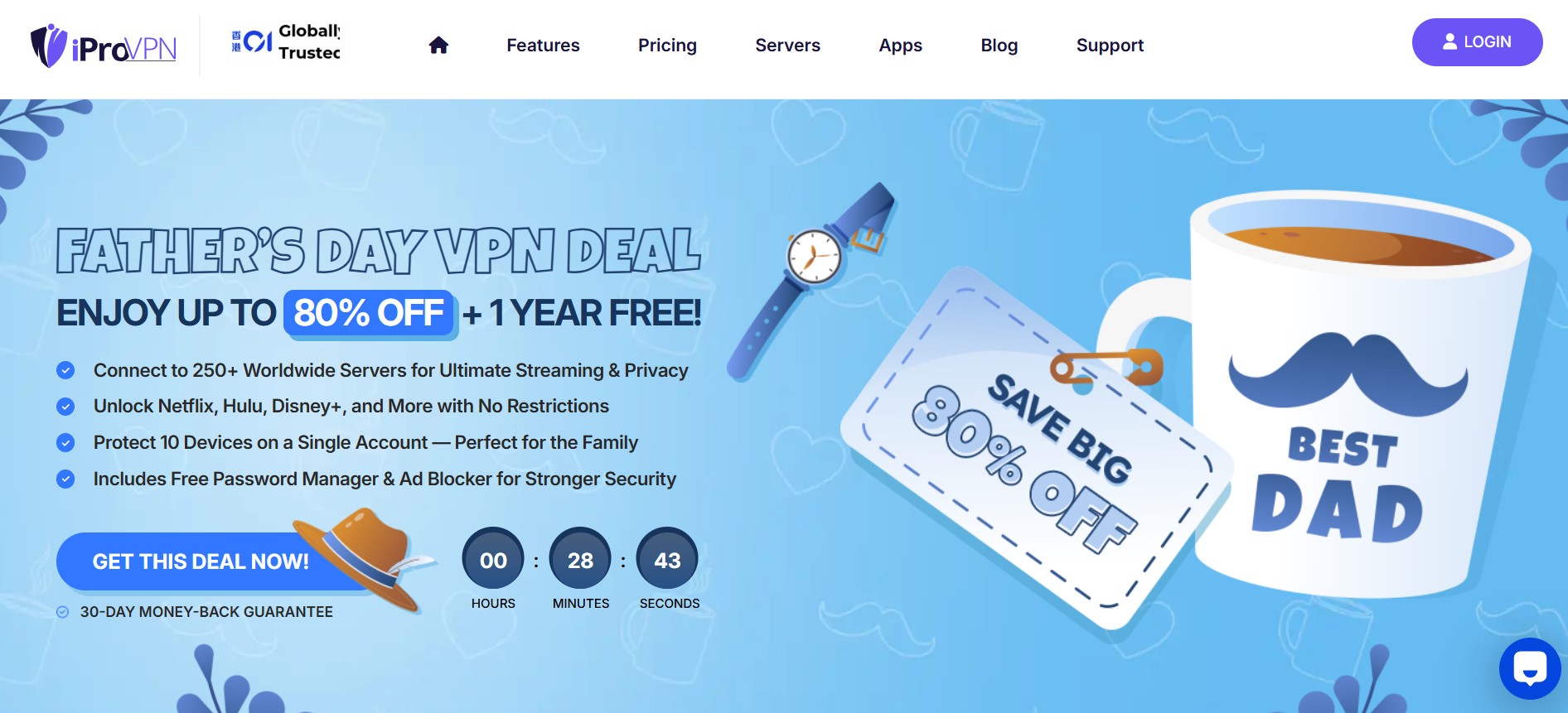 Home page of the iProVPN website.