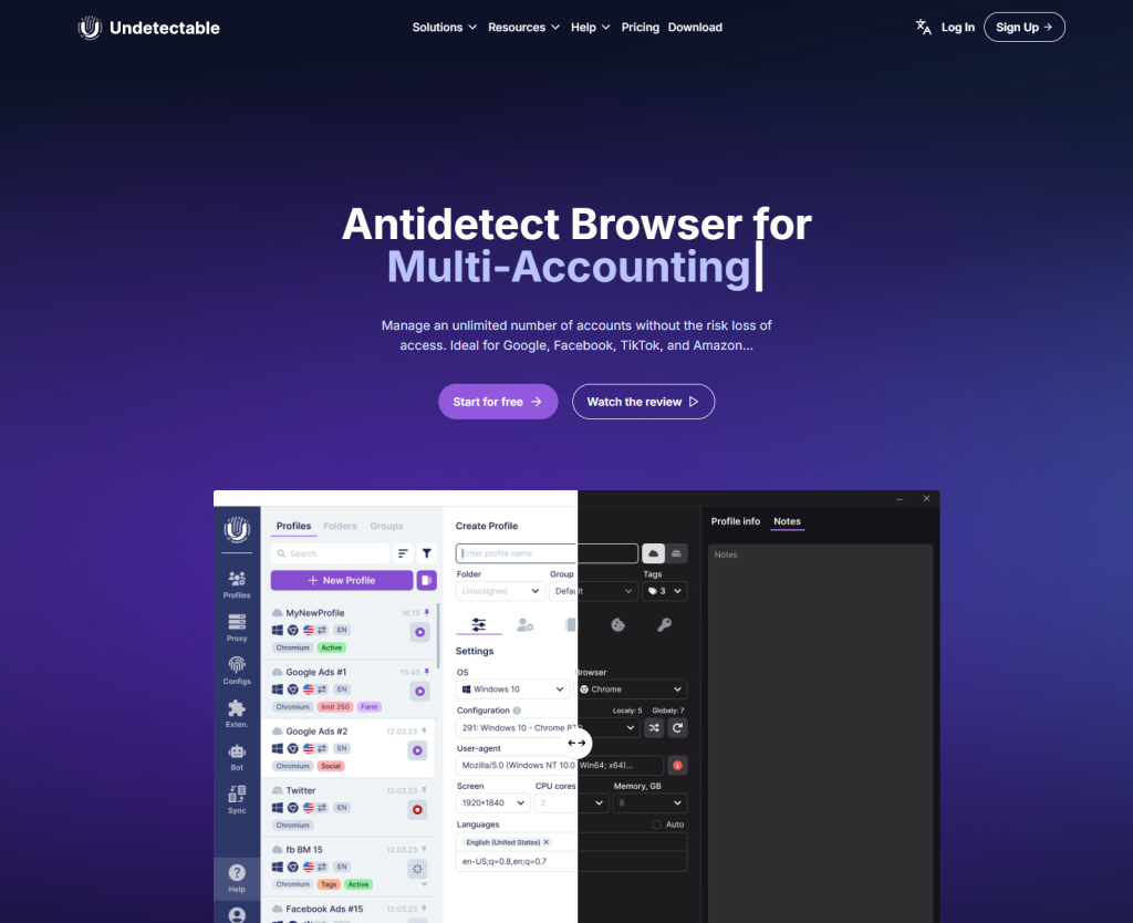 Undetectable main page.