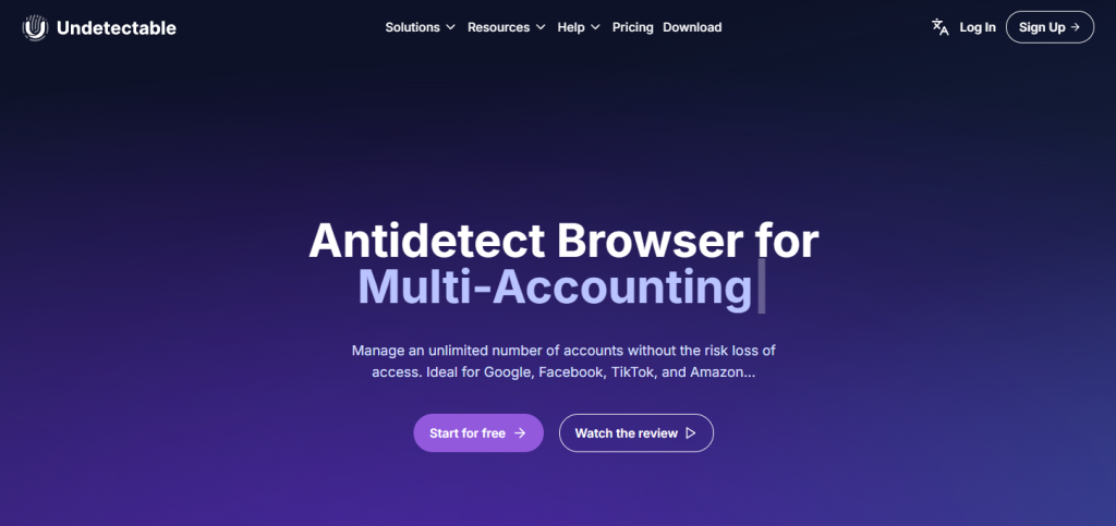 Undetectable main page.